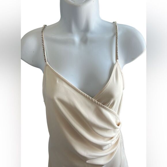 ZARA Oyster White Sparkly Strip Long Slip Dress Size S. - Picture 4 of 11